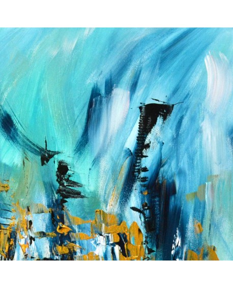 Tableau abstrait bleu turquoise