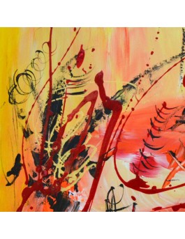 tableau abstrait orange rouge jaune