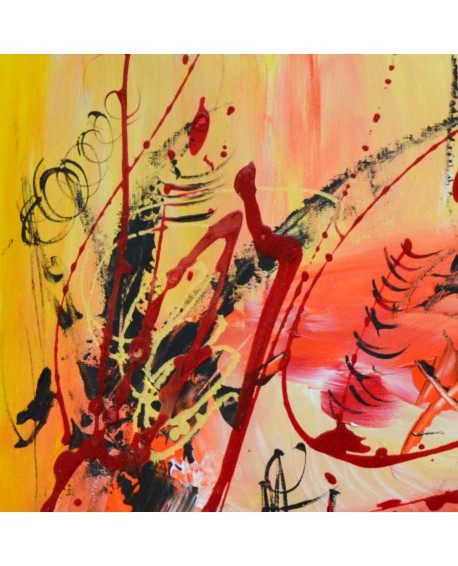tableau abstrait orange rouge jaune