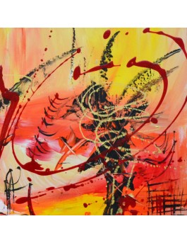 tableau abstrait orange rouge jaune