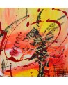 tableau abstrait orange rouge jaune