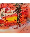 tableau abstrait orange rouge jaune