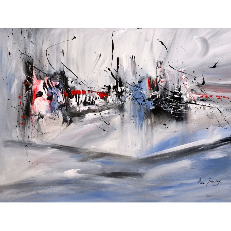 Tableau gris rouge noir blanc 