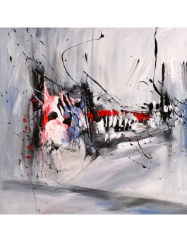 Tableau gris rouge noir blanc 