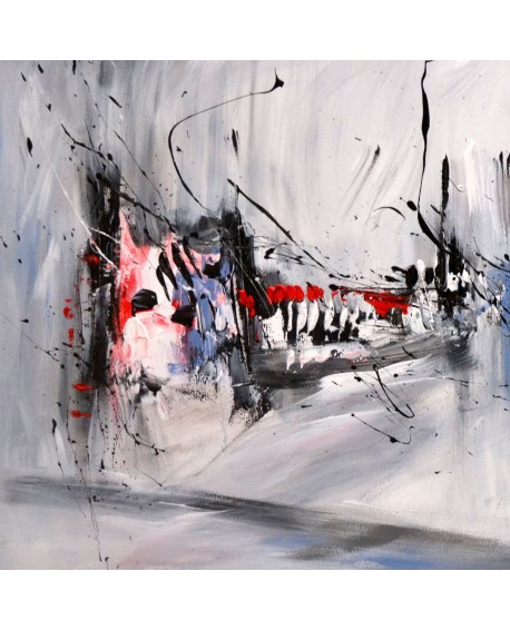 Tableau gris rouge noir blanc 