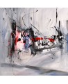 Tableau gris rouge noir blanc 