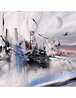 Tableau gris rouge noir blanc 