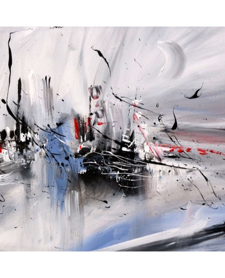 Tableau gris rouge noir blanc 