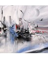 Tableau gris rouge noir blanc 