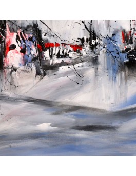 Tableau gris rouge noir blanc 