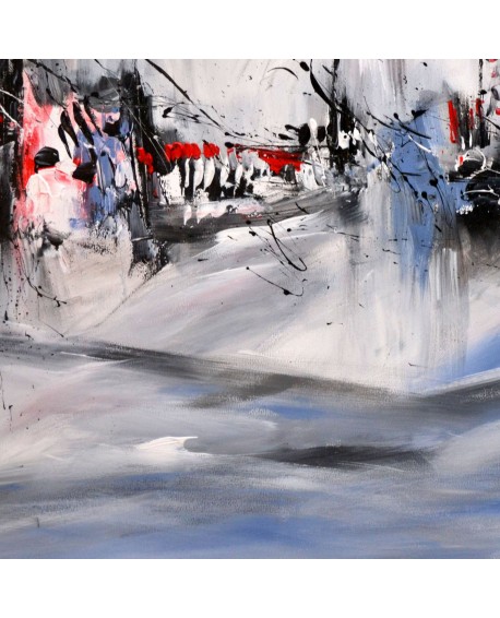 Tableau gris rouge noir blanc 