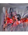 Tableau abstrait gris orange rouge