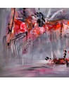 Tableau abstrait gris orange rouge