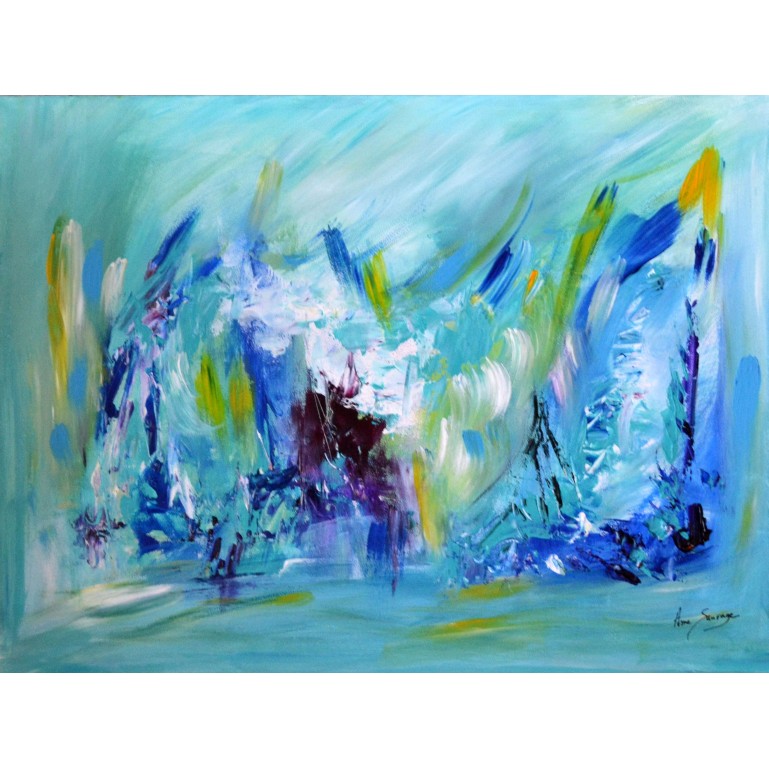 peinture abstraite bleue turquoise