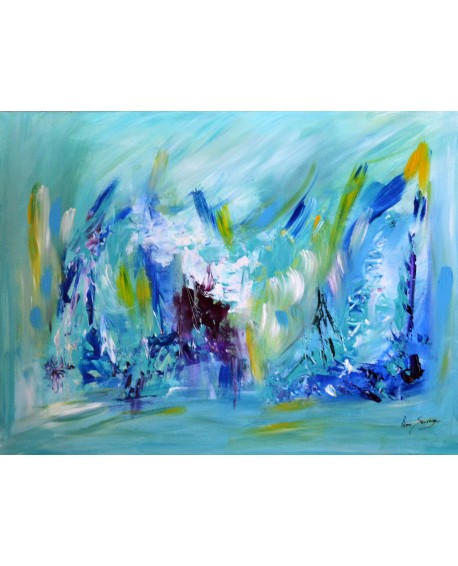 peinture abstraite bleue turquoise