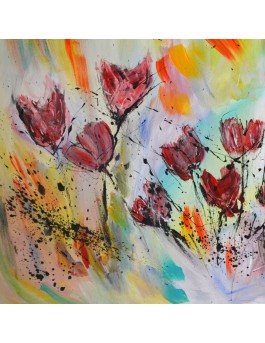 Tableau abstrait de fleurs tulipes