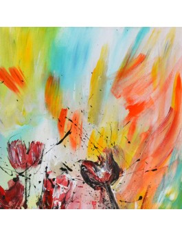 Tableau abstrait de fleurs tulipes