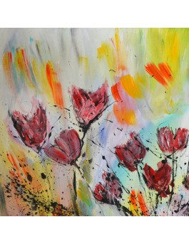Tableau abstrait de fleurs tulipes
