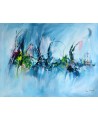 tableau abstrait bleu à l'acrylique