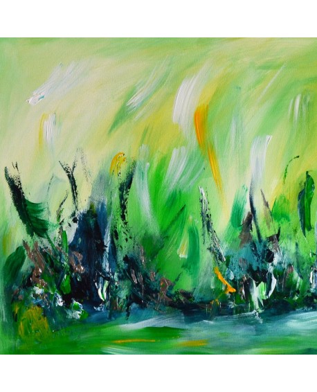 tableau abstrait contemporain vert