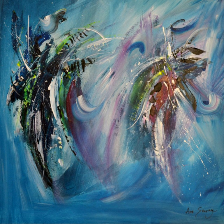 tableau bleu abstrait