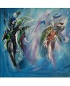 tableau bleu abstrait
