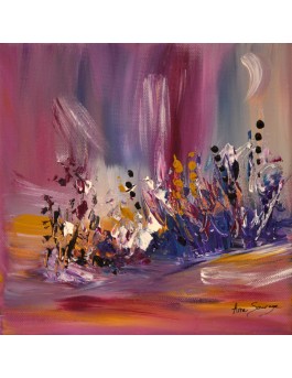 tableau abstrait rose violet ocre