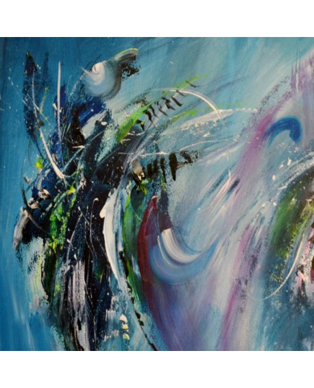 tableau bleu abstrait sur plaque de bois