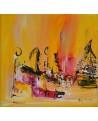 tableau abstrait jaune au couteau