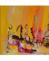 tableau abstrait jaune au couteau