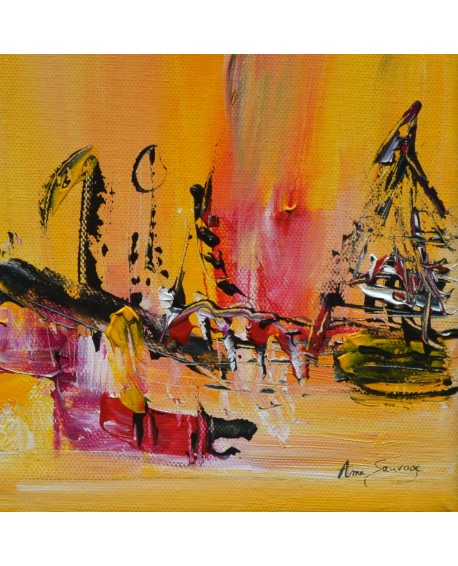 tableau abstrait jaune au couteau