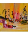 tableau abstrait jaune au couteau