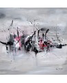 Tableau abstrait gris noir blanc roug