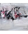 Tableau abstrait gris noir blanc roug