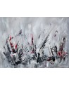 tableau abstrait gris noir blanc rouge moderne
