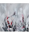 tableau abstrait gris noir blanc rouge moderne