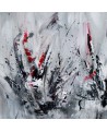 tableau abstrait gris noir blanc rouge moderne