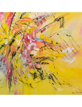 tableau abstrait moderne jaune