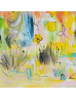tableau abstrait multicolore de fleurs