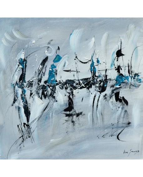 tableau abstrait gris noir blanc bleu