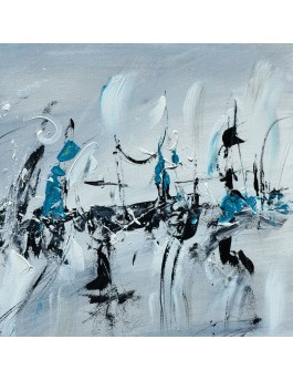 tableau abstrait gris noir blanc bleu