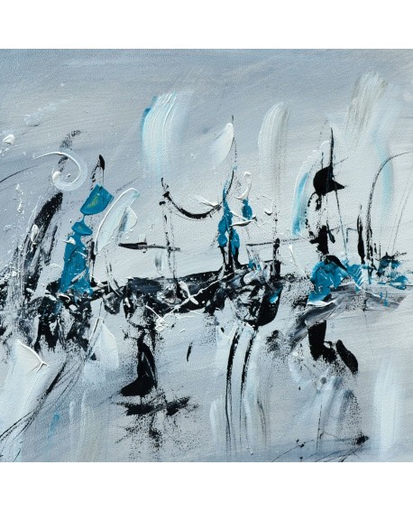 tableau abstrait gris noir blanc bleu
