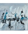 tableau abstrait gris noir blanc bleu