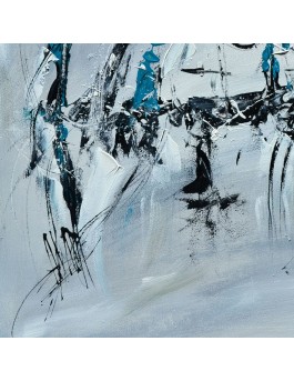 tableau abstrait gris noir blanc bleu