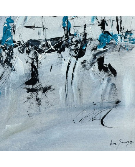 tableau abstrait gris noir blanc bleu