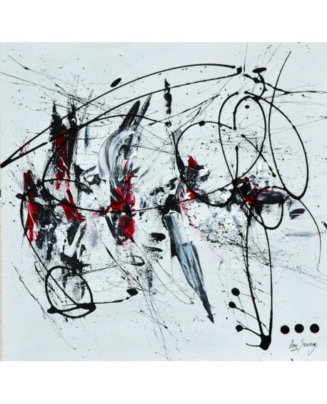 tableau abstrait noir blanc rouge