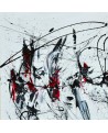 tableau abstrait noir blanc rouge