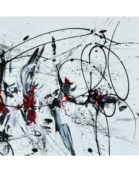 tableau abstrait noir blanc rouge