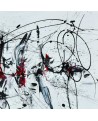 tableau abstrait noir blanc rouge
