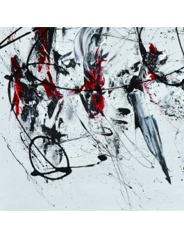 tableau abstrait noir blanc rouge